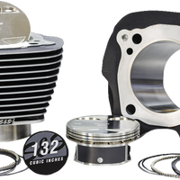 0931-1112 - S&S CYCLE 132" Big-Bore Cylinder Kit - Black Granite/Highlighted Fins - M8 910-0847