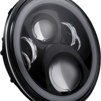 2001-2423 - CUSTOM DYNAMICS 7" Headlamp - with Mounting Ring - Black PG-7-13-B