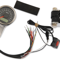2210-0416 - DRAG SPECIALTIES Programmable Speedometer with Indicator Lights - Stainless Steel - 120 MPH LED Black Face - 1-7/8" 77759