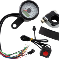 2210-0421 - DRAG SPECIALTIES Programmable Speedometer with Indicator Lights - Gloss Black - 120 MPH LED White Face - 1-7/8" 77902W