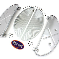 27-0373 - Chrome Driver Half Moon Footboard Set with Ribbed Insert by V-Twin