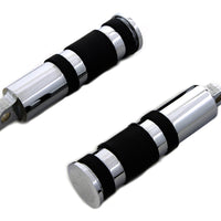27-0726 - Chrome Banded Skull End Footpeg Set by Wyatt Gatling