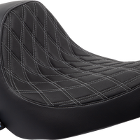 0802-1514 - DRAG SPECIALTIES Solo Seat - Double Diamond - Silver Stitching - FL/FX '18-'23 0802-1514