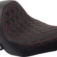 0802-1515 - DRAG SPECIALTIES Solo Seat - Double Diamond - Red Stitching - FL/FX '18-'23 0802-1515