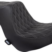 0802-1493 - DRAG SPECIALTIES Predator III Seat - Double Diamond - Black w/ Silver Stitching - FL/FX '18-'22 0802-1493
