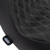 0802-1493 - DRAG SPECIALTIES Predator III Seat - Double Diamond - Black w/ Silver Stitching - FL/FX '18-'22 0802-1493