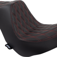 0802-1492 - DRAG SPECIALTIES Predator III Seat - Double Diamond - Black w/ Red Stitching - FL/FX '18-'22 0802-1492