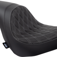 0802-1518 - DRAG SPECIALTIES Predator Seat - Double Diamond w/ Silver Sitching - Vinyl - FLSB/FXLR '18-'23 0802-1518