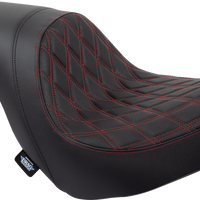 0802-1519 - DRAG SPECIALTIES Predator Seat - Double Diamond w/ Red Sitching - Vinyl - FLSB/FXLR '18-'23 0802-1519
