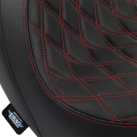 0802-1519 - DRAG SPECIALTIES Predator Seat - Double Diamond w/ Red Sitching - Vinyl - FLSB/FXLR '18-'23 0802-1519