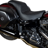 0802-1517 - DRAG SPECIALTIES Predator Seat - Double Diamond w/ Black Sitching - Vinyl - FLSB/FXLR '18-'23 0802-1517