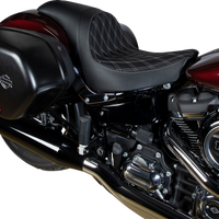 0802-1518 - DRAG SPECIALTIES Predator Seat - Double Diamond w/ Silver Sitching - Vinyl - FLSB/FXLR '18-'23 0802-1518