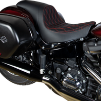 0802-1519 - DRAG SPECIALTIES Predator Seat - Double Diamond w/ Red Sitching - Vinyl - FLSB/FXLR '18-'23 0802-1519