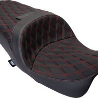 0801-1484 - DRAG SPECIALTIES Freedom Seat - Vinyl - Double Diamond Red Stitch - FLH '09-'23 0801-1484