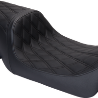 0801-1490 - DRAG SPECIALTIES Predator 2Up Seat - Vinyl - Double Diamond Black Stitch - w/o Backrest - FLH '08-'23 0801-1490