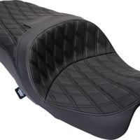 0801-1481 - DRAG SPECIALTIES Freedom Seat - Vinyl - Double Diamond Black Stitch - FLH '09-'23 0801-1481