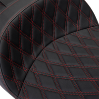 0801-1484 - DRAG SPECIALTIES Freedom Seat - Vinyl - Double Diamond Red Stitch - FLH '09-'23 0801-1484