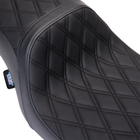 0801-1490 - DRAG SPECIALTIES Predator 2Up Seat - Vinyl - Double Diamond Black Stitch - w/o Backrest - FLH '08-'23 0801-1490