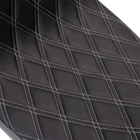 0801-1492 - DRAG SPECIALTIES Predator 2Up Seat - Vinyl - Double Diamond Silver Stitch - w/o Backrest - FLH '08-'23 0801-1492