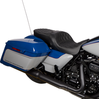 0801-1481 - DRAG SPECIALTIES Freedom Seat - Vinyl - Double Diamond Black Stitch - FLH '09-'23 0801-1481