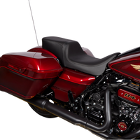 DRAG SPECIALTIES Predator 2Up Seat - Solar Leather - Black - Smooth - w/o Backrest - FLH '08-'23 08801-1495