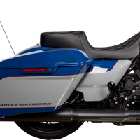 0801-1492 - DRAG SPECIALTIES Predator 2Up Seat - Vinyl - Double Diamond Silver Stitch - w/o Backrest - FLH '08-'23 0801-1492