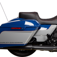 0801-1494 - DRAG SPECIALTIES Predator 2Up Seat - Vinyl - Double Diamond Red Stitch - w/o Backrest - FLH '08-'23 0801-1494