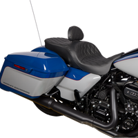 0822-0537 - DRAG SPECIALTIES EZ Glide II Backrest - Small - Vinyl - Double Diamond Black Stitch 0822-0537