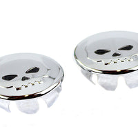 28-0882 - Skull Handlebar End Plug Set Chrome by V-Twin