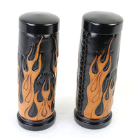 28-0892 - Amber Flame Style Throttle By Wire Grip Set with Black Ends by V-Twin
