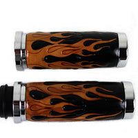 28-0899 - Amber Flame Style Throttle By Wire Grip Set with Chrome Ends by V-Twin