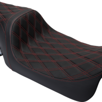 0801-1491 - DRAG SPECIALTIES Predator 1Up Seat - Vinyl - Double Diamond Red Stitch - FLH '08-'23 08011491