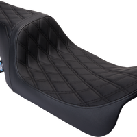 0801-1483 - DRAG SPECIALTIES Predator 1Up Seat - Vinyl - Double Diamond Black Stitch - FLH '08-'23 0801-1483