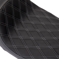 0801-1489 - DRAG SPECIALTIES Predator 1Up Seat - Vinyl - Double Diamond Silver Stitch - FLH '08-'23 08011489