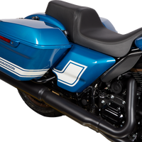 0801-1493 - DRAG SPECIALTIES Predator 1Up Seat - Solar Leather - Black - Smooth - FLH '08-'23 08011493
