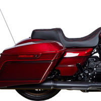0801-1491 - DRAG SPECIALTIES Predator 1Up Seat - Vinyl - Double Diamond Red Stitch - FLH '08-'23 08011491