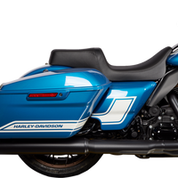 0801-1493 - DRAG SPECIALTIES Predator 1Up Seat - Solar Leather - Black - Smooth - FLH '08-'23 08011493
