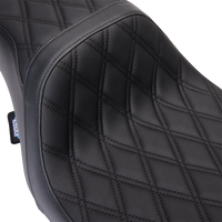 0801-1483 - DRAG SPECIALTIES Predator 1Up Seat - Vinyl - Double Diamond Black Stitch - FLH '08-'23 0801-1483