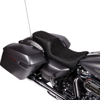 DRAG SPECIALTIES SEATS Predator 2-Up Seat - Vinyl - Double Diamond - w/o Backrest - FLH/FLTR '08-'23 0801-1500