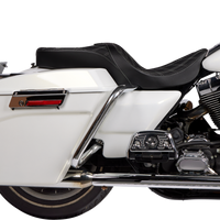 DRAG SPECIALTIES SEATS Freedom Seat - Vinyl - Double Diamond Silver Stitch - FLH '97-'07 08011506-4676C