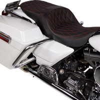 DRAG SPECIALTIES SEATS Freedom Seat - Vinyl - Double Diamond Red Stitch - FLH '97-'07 08011507-4676D