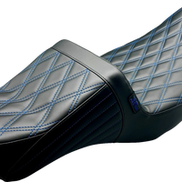 0801-1543 - LE PERA Tailwhip Daddy Long Legs Seat - Double Diamond w/ Blue Thread - FLH/FLT '08-'24 LK-587DLDD-BLUE