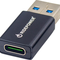 RIDEPOWER Male USB to Female USB-C Adapter - Power - Compact - Black RPUSBUSBCADPT