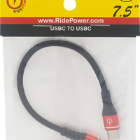 RIDEPOWER Male USB-C to Male USB-C Cable - Phone Charger - Heavy-Duty - 7-1/2" - Black/Red RPUSBCUSBC75