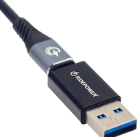 RIDEPOWER Male USB to Female USB-C Adapter - Power - Compact - Black RPUSBUSBCADPT