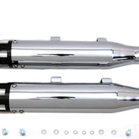 30-1611 - Chrome Highlighted Revolver Tip Muffler Set by V-Twin