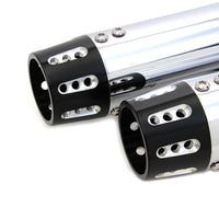 30-1614 - Chrome Tapered Revolver Tip Muffler Set by V-Twin