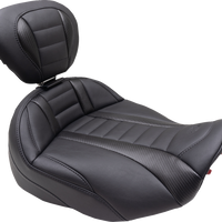 MUSTANG Deluxe Touring Solo Seat - w/ Backrest - Black Stitch - FLT/FLH '23-'25 89401