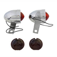 33-0145 - Chrome Bullet Marker Lamp Set with Red Lens by V-Twin