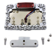 33-0387 - Chrome Tail Lamp and License Plate Holder Skull Style by Wyatt Gatling